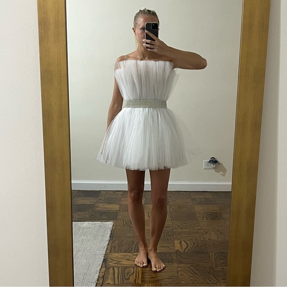 Bronx and Banco NEW Anna Strapless Pleated Tulle Mini Dress - Picture 6 of 14
